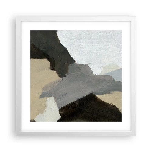 Poster în ramă albă - Abstracție: despărțirile griului - 40x40 cm