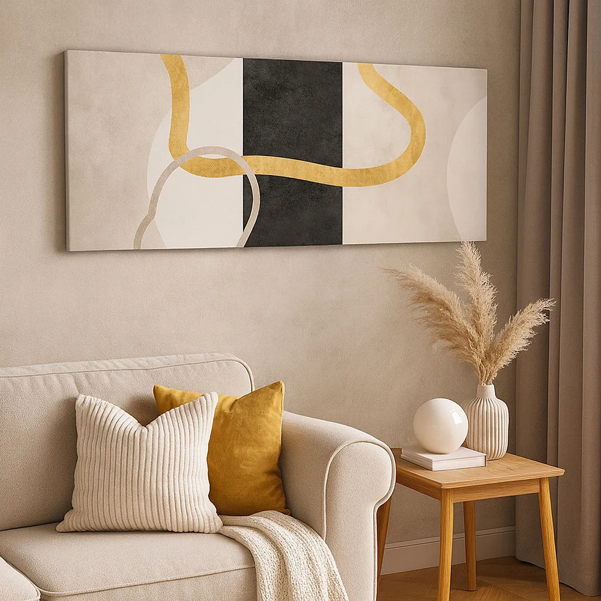 Tablou pe pânză - Forme înbuclite - 100x40 cm