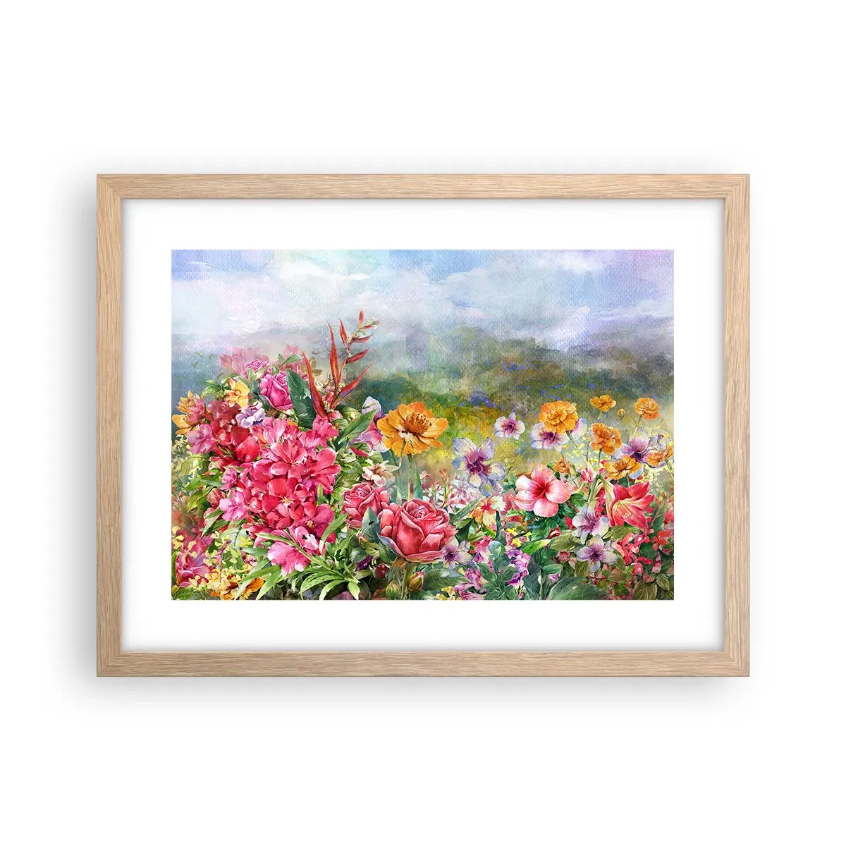 Poster în ramă de stejar deschis - O grădină înnebunită - 40x30 cm