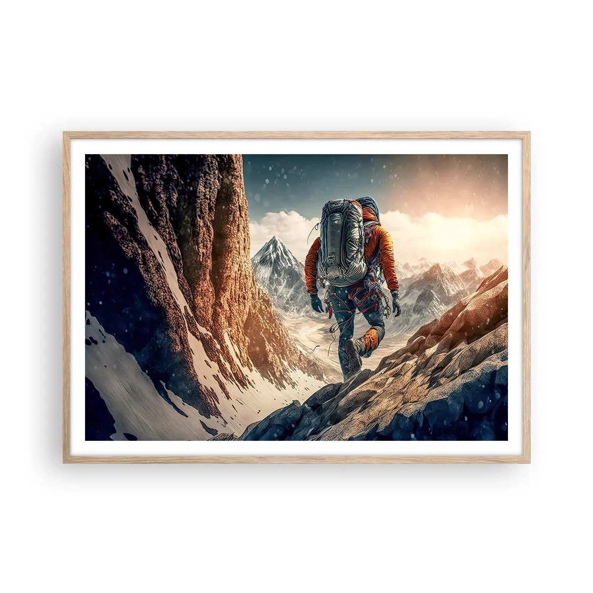 Poster în ramă de stejar deschis - Războinic singuratic - 100x70 cm