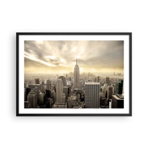 Poster în ramă neagră - New York țesut din gri - 70x50 cm