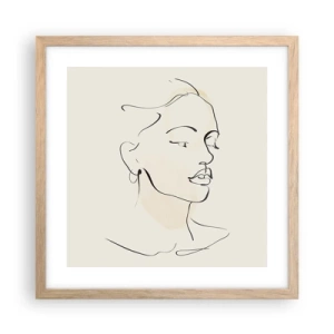 Poster în ramă de stejar deschis - Cu o linie sigură - 40x40 cm