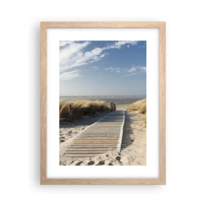Poster în ramă de stejar deschis - În spatele dunei, în zumzetul ierbii - 30x40 cm