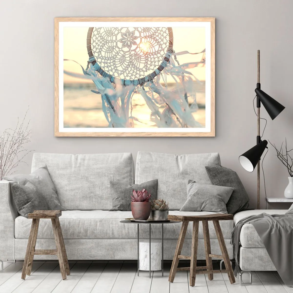 Poster în ramă de stejar deschis - Totem de dantelă - 40x30 cm
