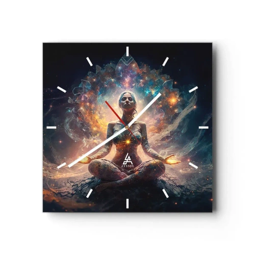Ceas de perete - Ceas pe sticlă - Flux de energie bună - 30x30 cm