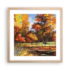 Poster în ramă de stejar deschis - Peisaj în aur și bronz - 40x40 cm