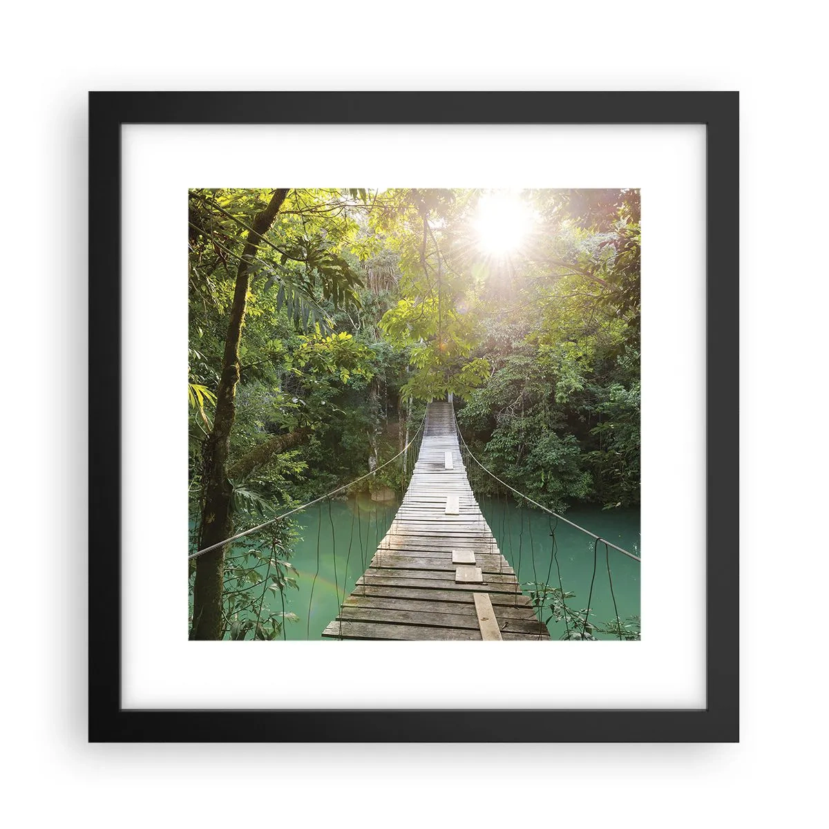 Poster în ramă neagră - Peste apa de azur spre pădurea de azur - 30x30 cm