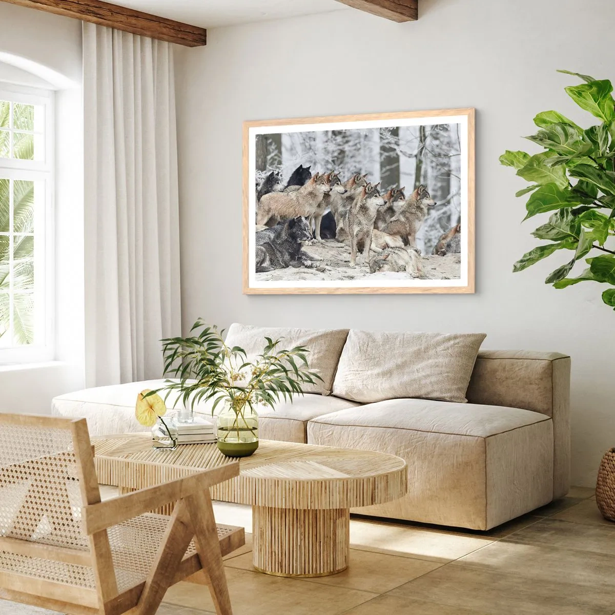 Poster în ramă de stejar deschis - Familie și prieteni - 50x40 cm