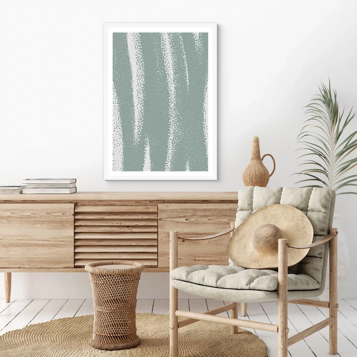 Poster în ramă albă - Abstracție în stil de iarnă - 30x40 cm