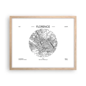 Poster în ramă de stejar deschis - Anatomia Florenței - 50x40 cm