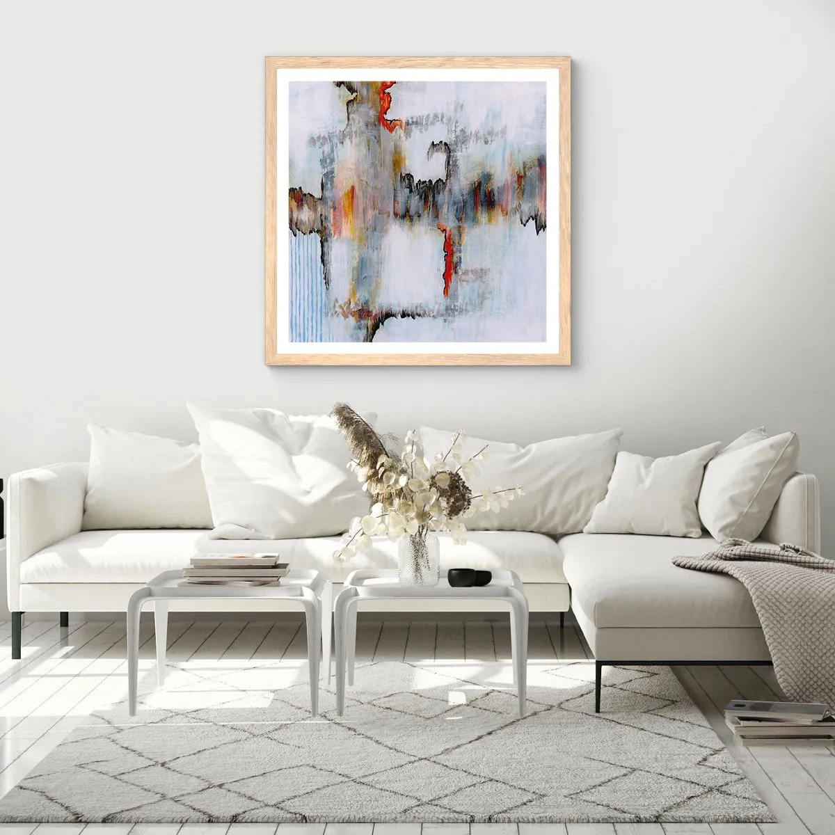 Poster în ramă de stejar deschis - Cu bățul pe apă - 30x30 cm