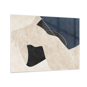 Tablou pe sticlă - Abstracție modernă cu forme și linii contrastante - 70x50cm - Compoziție abstractă - contrast de culori - Decorațiune modernă pentru perete pentru living și dormitor ARTTOR