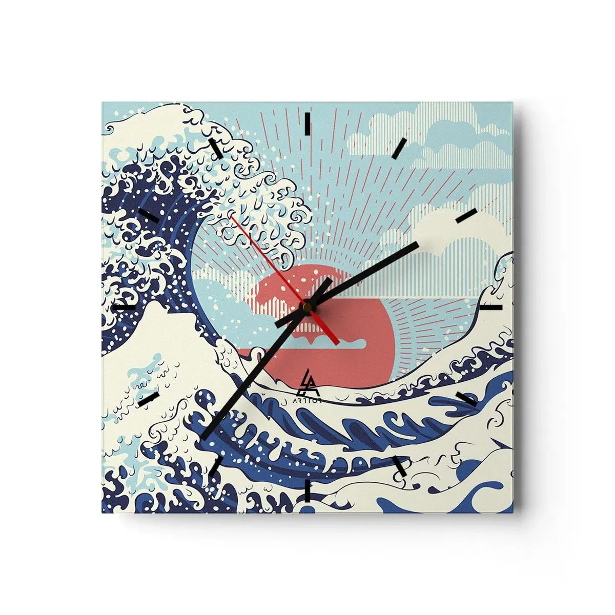 Ceas de perete - Ceas pe sticlă - Din inspirații japoneze - 30x30 cm