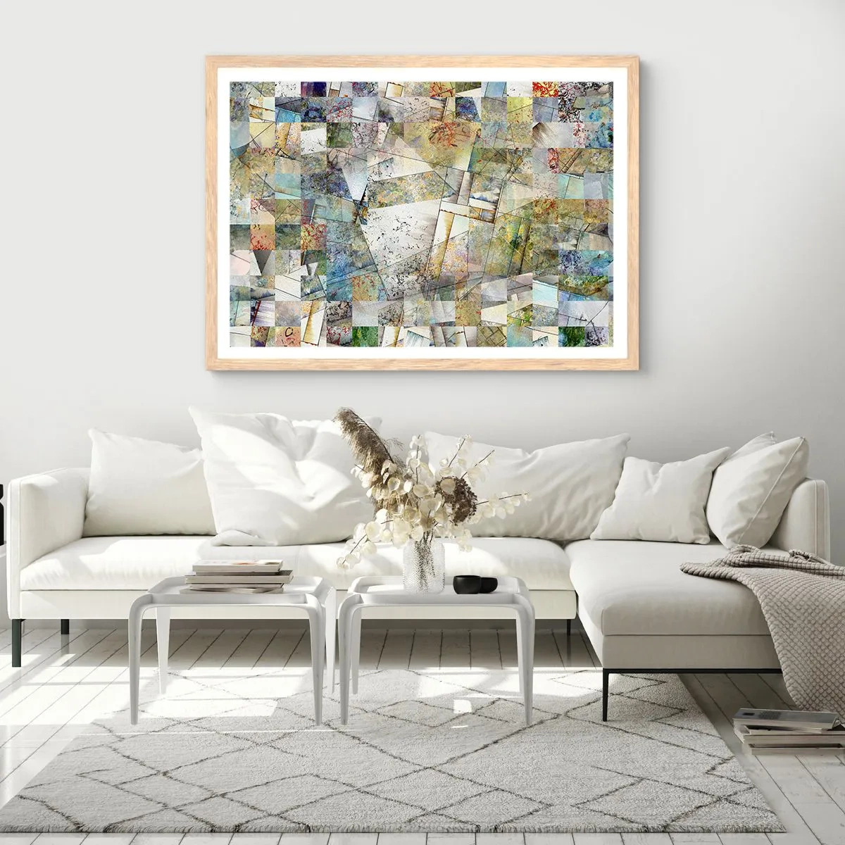 Poster în ramă de stejar deschis - Remaniere geometrică - 50x40 cm