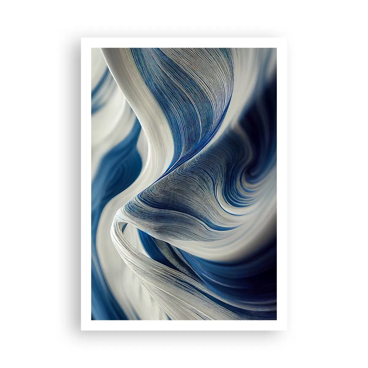 Poster - Fluiditate de albastru și alb - 70x100 cm