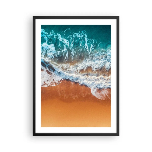 Poster în ramă neagră - Vedere aeriană a valurilor oceanului și a plajei - 50x70cm - Întotdeauna în tandem - Decorațiune modernă pentru perete pentru living și dormitor ARTTOR