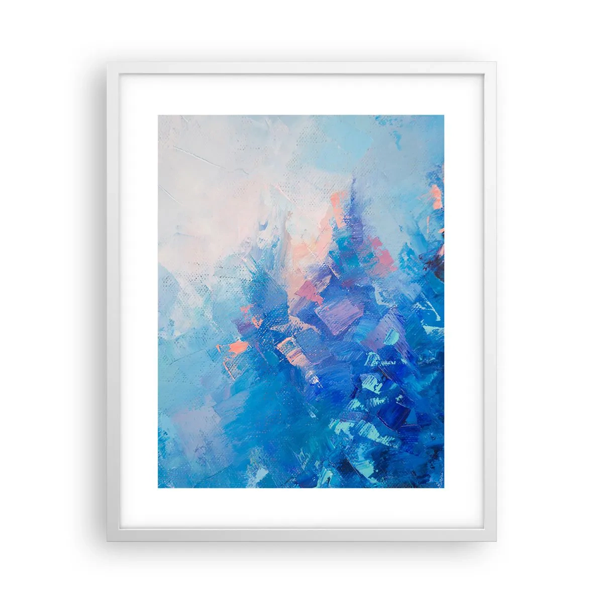 Poster în ramă albă - Abstracție de iarnă - 40x50 cm