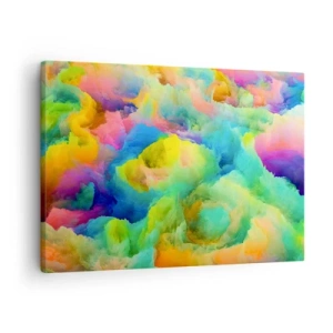 Tablou pe pânză Canvas - Compoziție abstractă în culorile curcubeului - 70x50cm - Puf multicolor - Decorațiune modernă pentru perete pentru living și dormitor ARTTOR