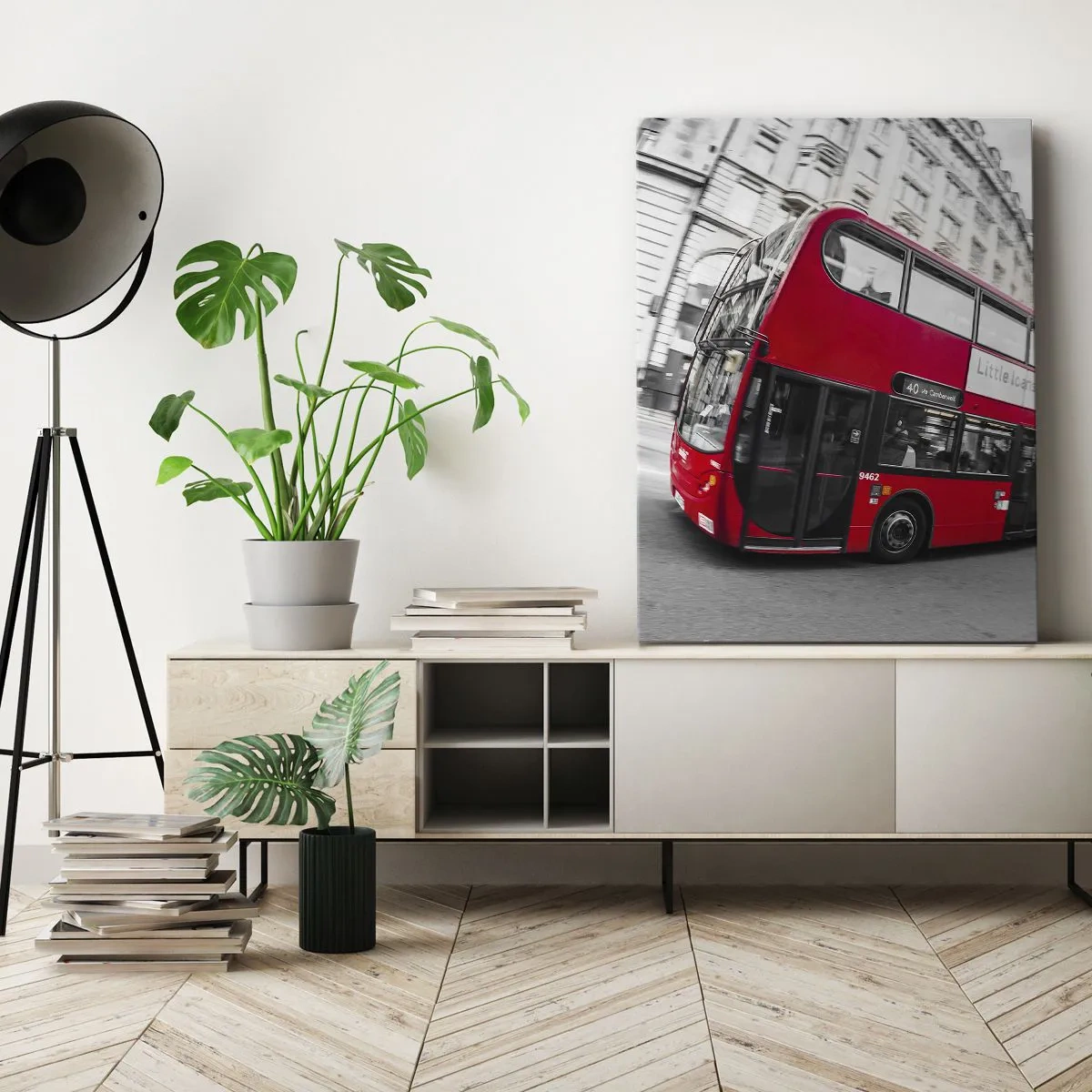 Tablou pe pânză - Londra în mod tradițional - by bus - 50x70 cm