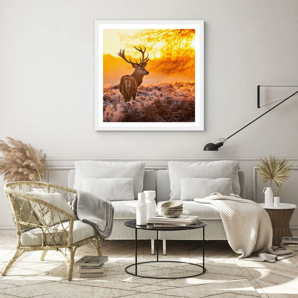 Poster în ramă albă - Regele pădurii de toamnă - 50x50 cm