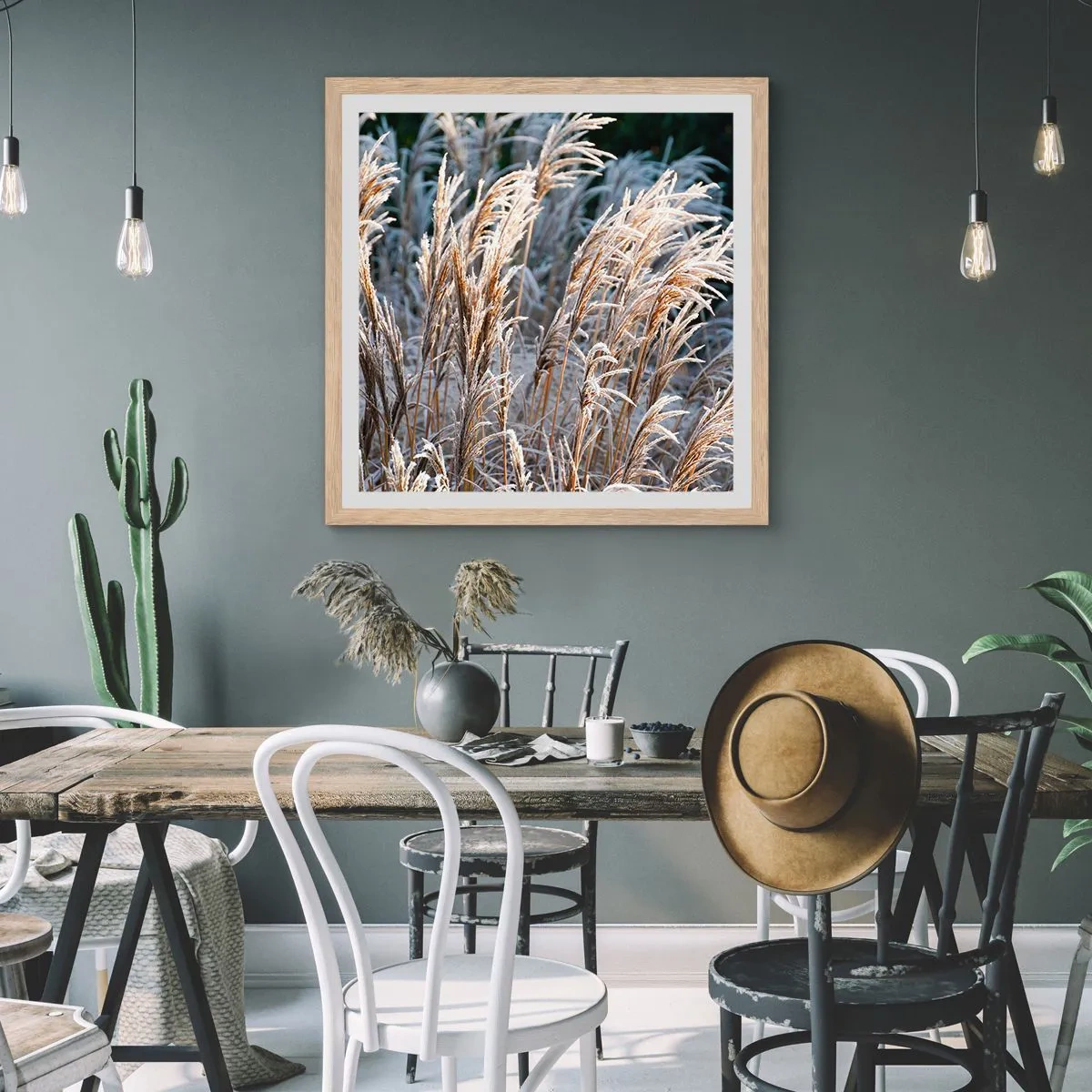 Poster în ramă de stejar deschis - Împodobite cu brumă - 60x60 cm