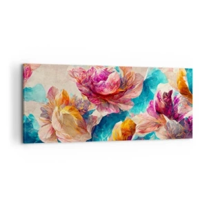 Tablou pe pânză - Splendoarea colorată a buchetului de flori - 100x40 cm