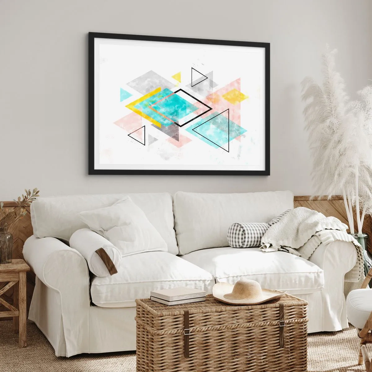 Poster în ramă neagră - Joc geometric - 70x50 cm
