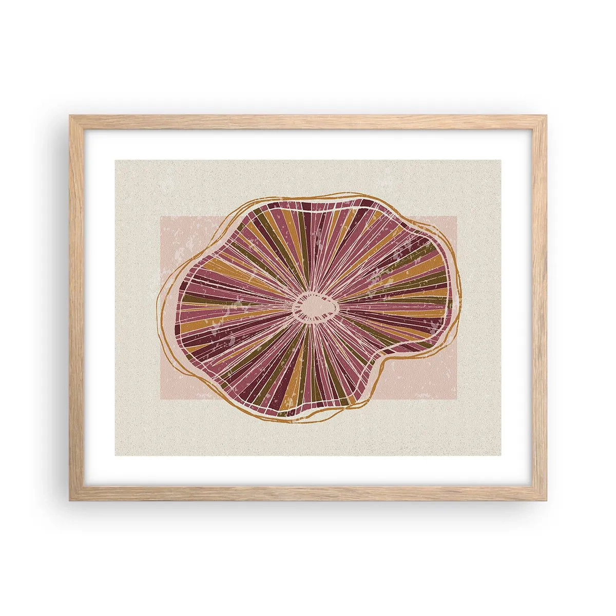 Poster în ramă de stejar deschis - Abstracția radială - 50x40 cm