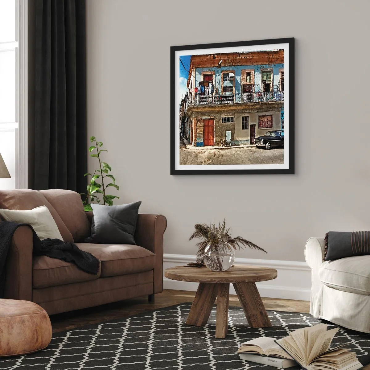 Poster în ramă neagră - Sentimente cubaneze - 60x60 cm