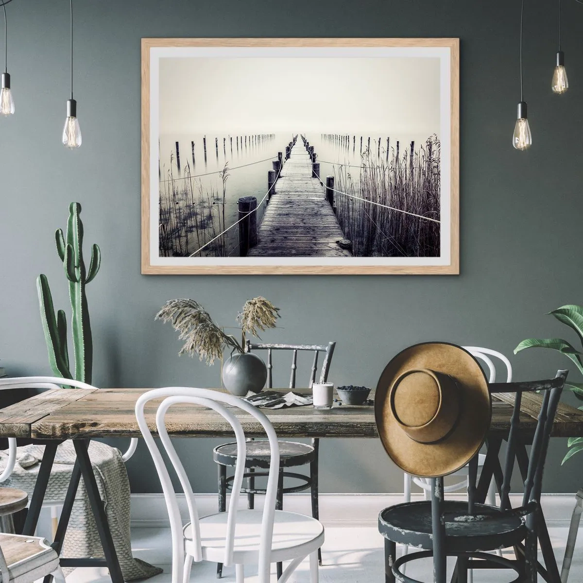 Poster în ramă de stejar deschis - Scufundă-te în pace - 50x40 cm