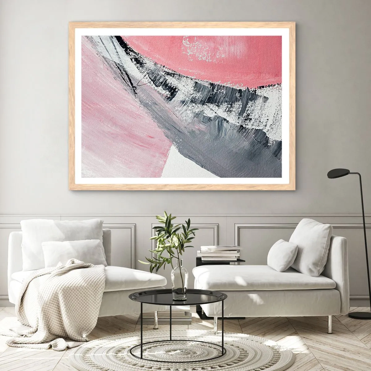 Poster în ramă de stejar deschis - Compoziție adaptată - 100x70 cm