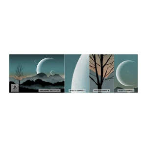 Mostră tapet Premium Sand - Carnavalul unei nopți înstelate - Abstracția, Peisaj, Munţi - 100x30 cm