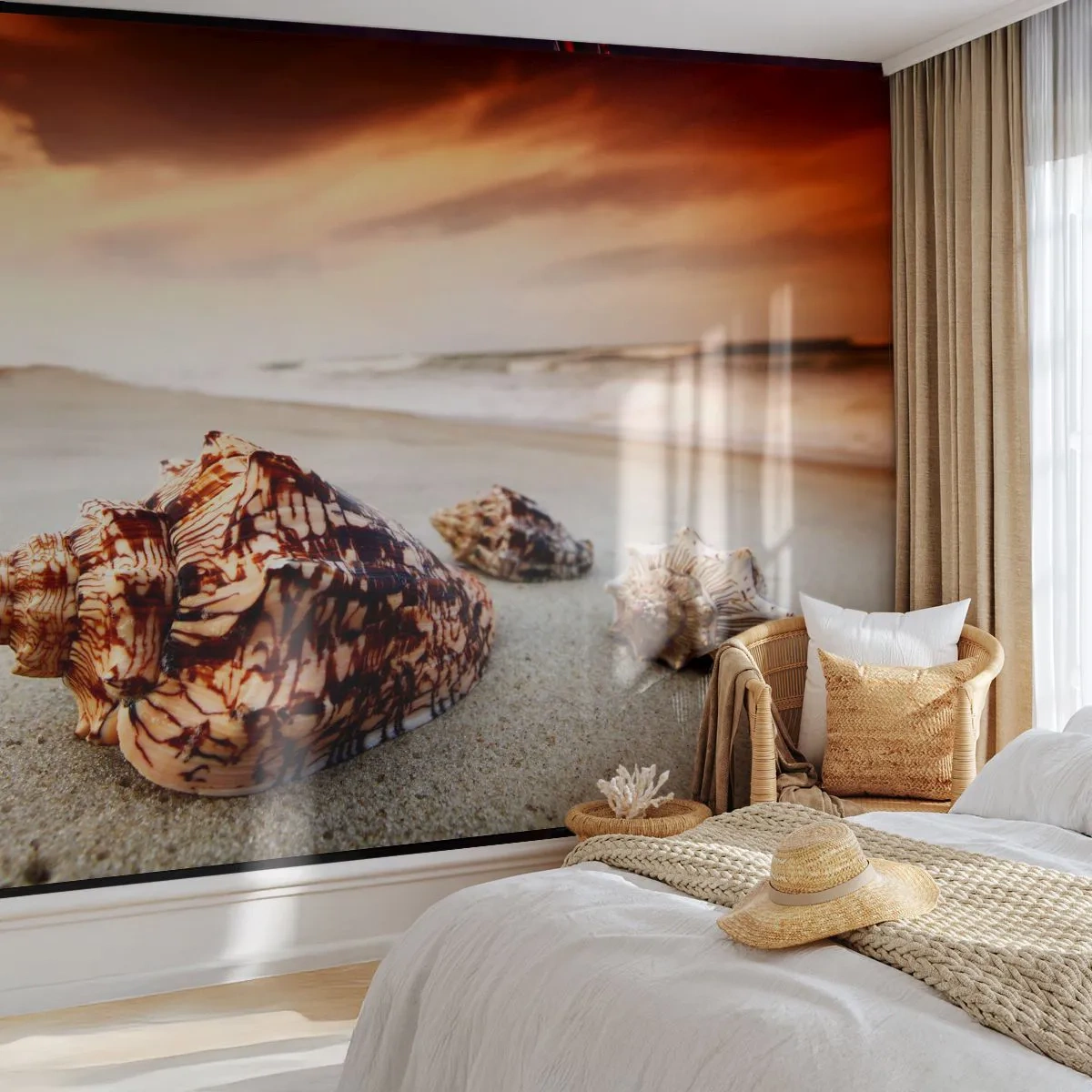 Tapet Premium Sand - Exilate de valuri - Peisaj, Mare, scoica de mare - 100x70 cm