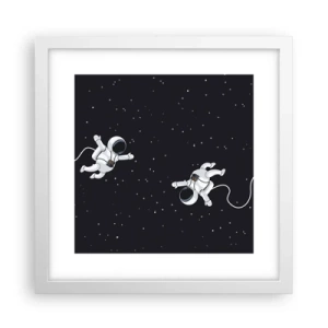 Poster în ramă albă - Dansul spațial - 30x30 cm