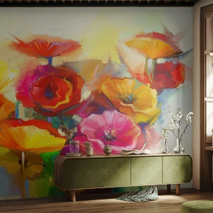 Tapet Premium Canvas - Nu numai roșu - Flori, macii, Grădină - 150x105 cm