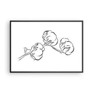 Poster în ramă neagră - Pufuri de bumbac - 100x70 cm
