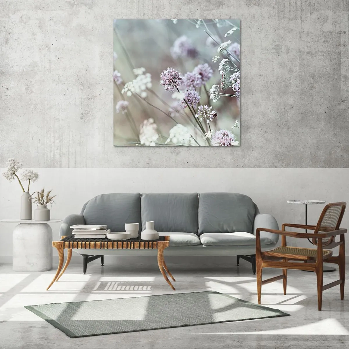 Tablou pe sticlă - Ierburi dulci filigranate - 40x40 cm