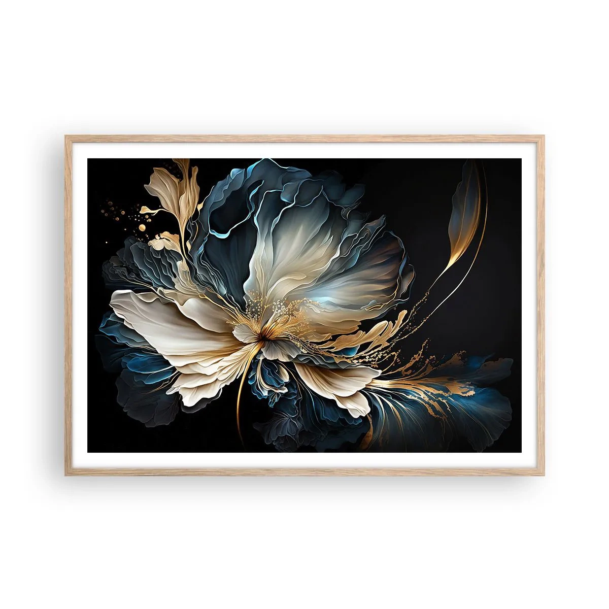 Poster în ramă de stejar deschis - Povestea unei flori de iubire - 100x70 cm