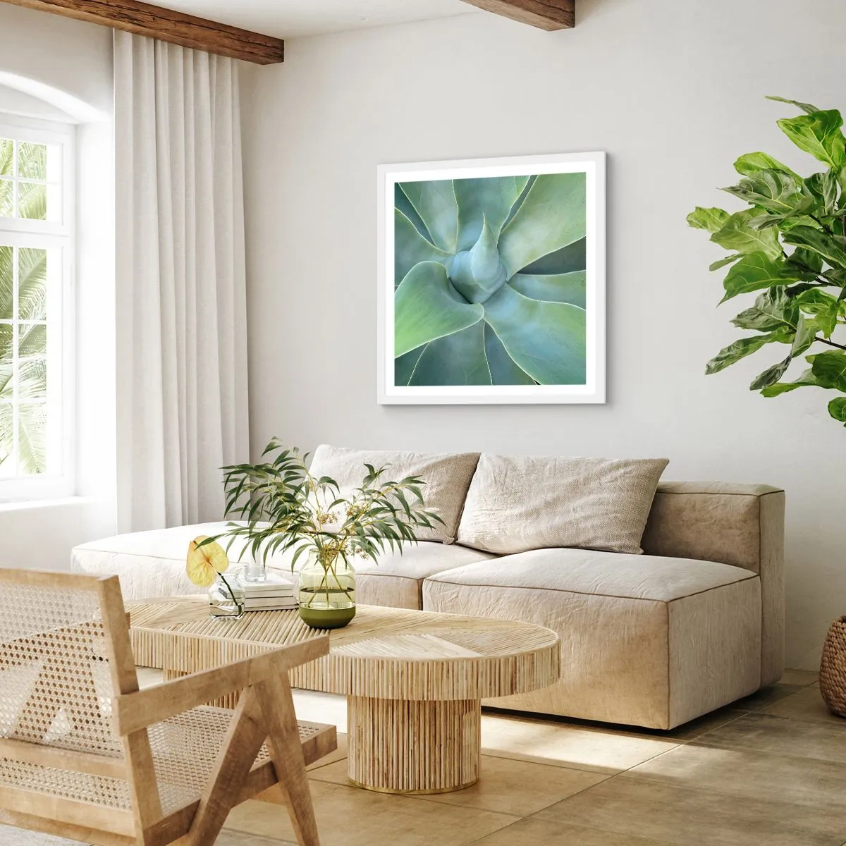 Poster în ramă albă - Nașterea verdeții - 50x50 cm