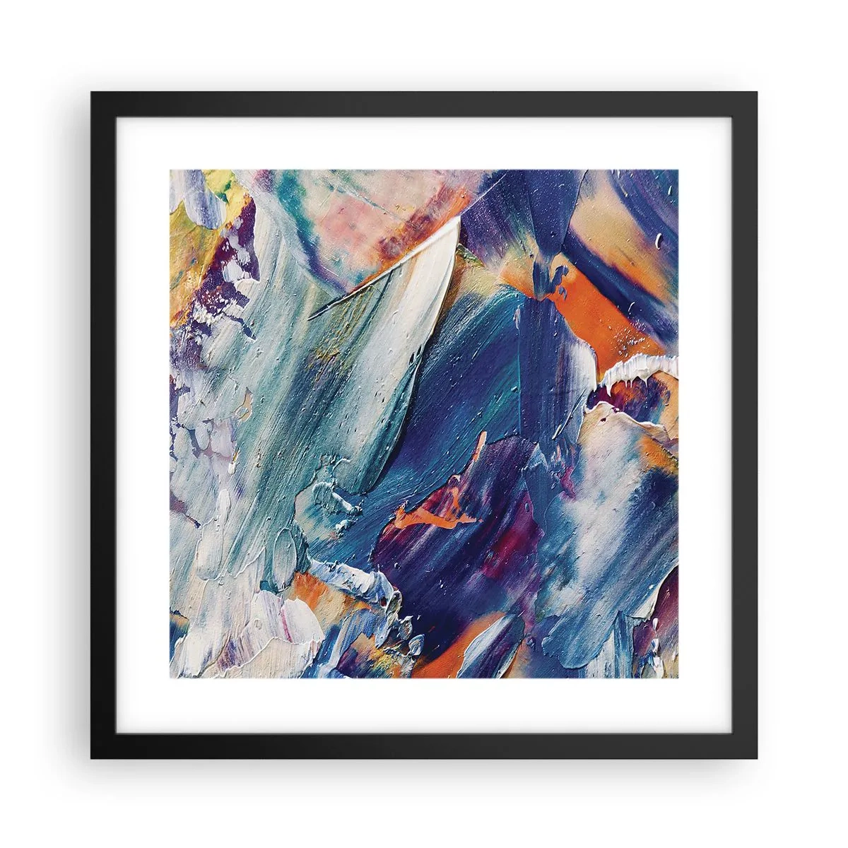 Poster în ramă neagră - Confuzie de culori - 40x40 cm