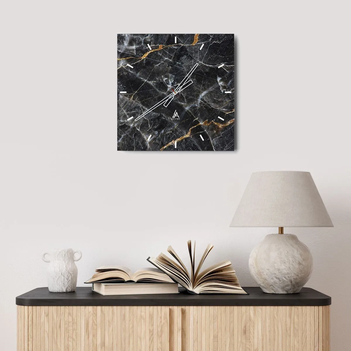 Ceas de perete - Ceas pe sticlă - Viața interioară a unei pietre - 30x30 cm