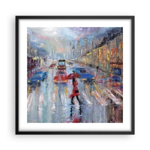 Poster în ramă neagră - O după-amiază ploioasă în oraș - 50x50 cm