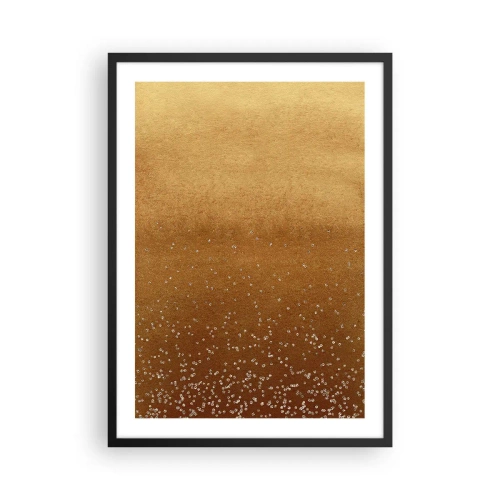 Poster în ramă neagră - Gradient auriu cu elemente strălucitoare minuscule - 50x70cm - Nașterea luminii - Decorațiune modernă pentru perete pentru living și dormitor ARTTOR