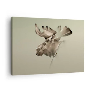 Tablou pe pânză Canvas - imagine abstractă a unui elan pe un fundal minimalist - 70x50cm - Puterea blândă a calmului - Decorațiune modernă pentru perete pentru living și dormitor ARTTOR