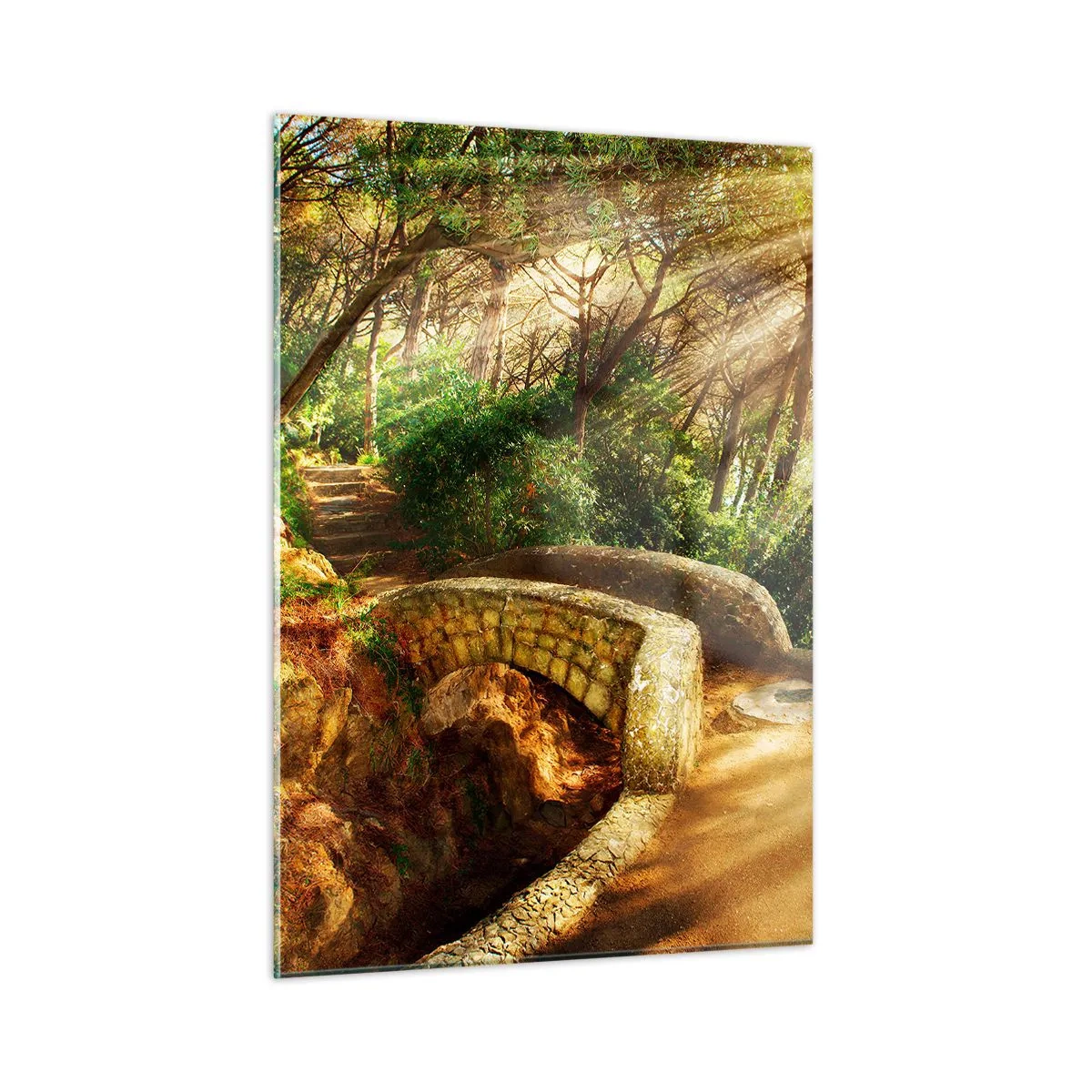 Tablou pe sticlă - Direct de pe pod în pădurea de basm - 50x70 cm