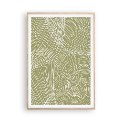 Poster în ramă de stejar deschis - Abstracție complicată în alb - 70x100 cm