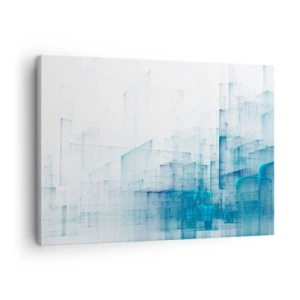 Tablou pe pânză Canvas - Forme geometrice abstracte în nuanțe de albastru - 70x50cm - Cum a apărut spațiul - Decorațiune modernă pentru perete pentru living și dormitor ARTTOR