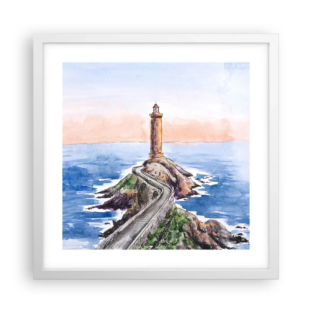 Poster în ramă albă - Cu fața la mare - 40x40 cm
