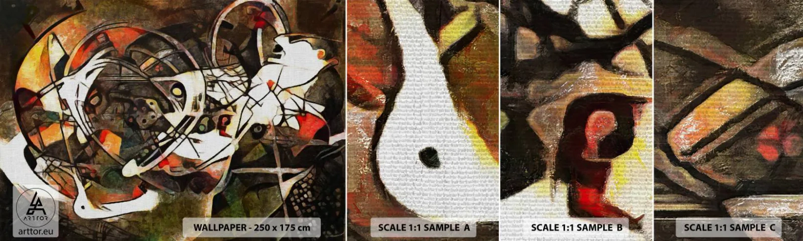 Mostră de Tapet Standard Eco - Auziți mișcarea? - Abstracția, Cubism, Bucată - 100x30 cm