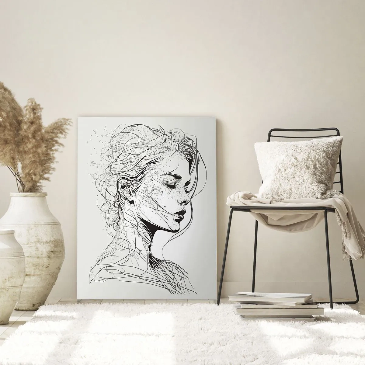 Tablou pe sticlă - Desenată cu linii - 50x70 cm